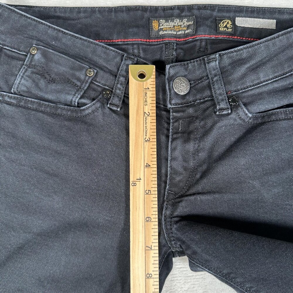 VTG Replay Jeans Men Size W27 L32 Black Skinny Cotton Blend Low Rise Denim 90s - Picture 5 of 14